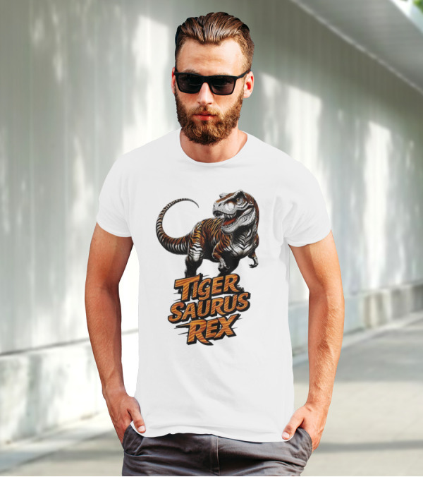 Fierce Tiger Saurus Rex Dinosaur Tiger Saurus Rex T-Shirt