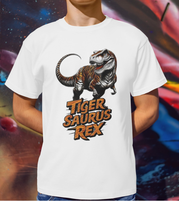Fierce Tiger Saurus Rex Dinosaur Tiger Saurus Rex T-Shirt
