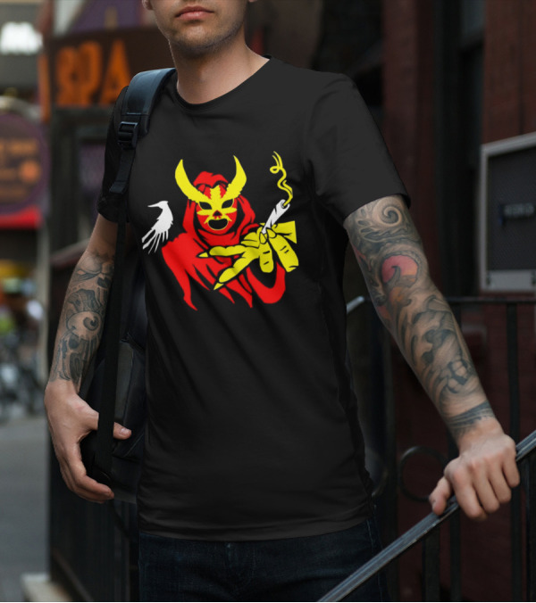 High Side Of The Ropes Wraithador Masked Figure Smoking With Raven T-Shirt