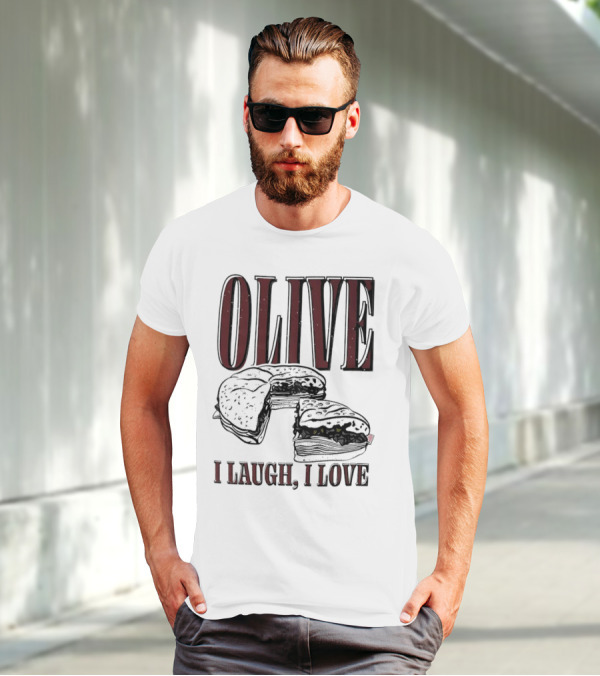 OLIVE I Laugh I Love Black Burger Joke T-Shirt