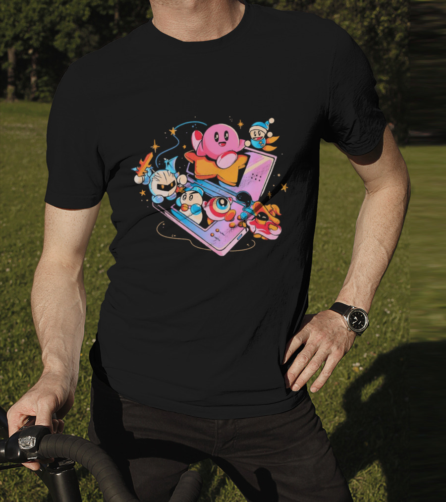Kirby And Friends Adventure On Pink Portable Game Console T-Shirt