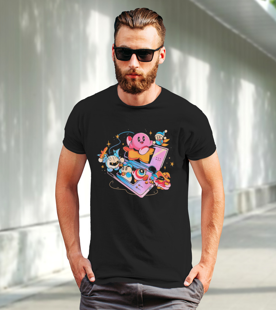 Kirby And Friends Adventure On Pink Portable Game Console T-Shirt