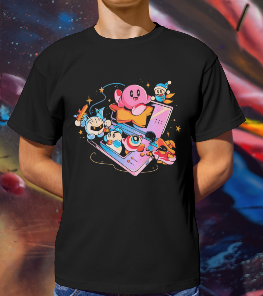 Kirby And Friends Adventure On Pink Portable Game Console T-Shirt