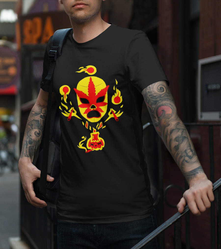 The Ablazing Blitzed Brothers Flaming Leaf Mask T-Shirt