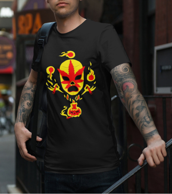 The Ablazing Blitzed Brothers Flaming Leaf Mask T-Shirt