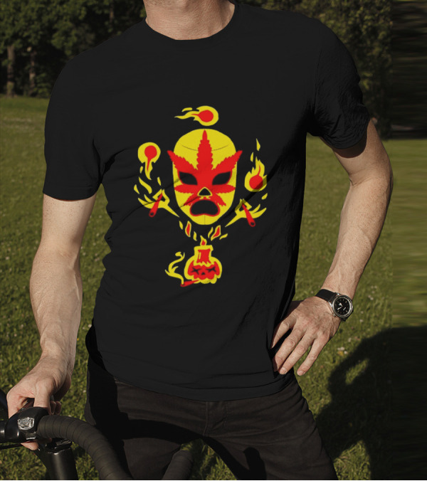 The Ablazing Blitzed Brothers Flaming Leaf Mask T-Shirt