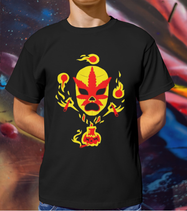 The Ablazing Blitzed Brothers Flaming Leaf Mask T-Shirt