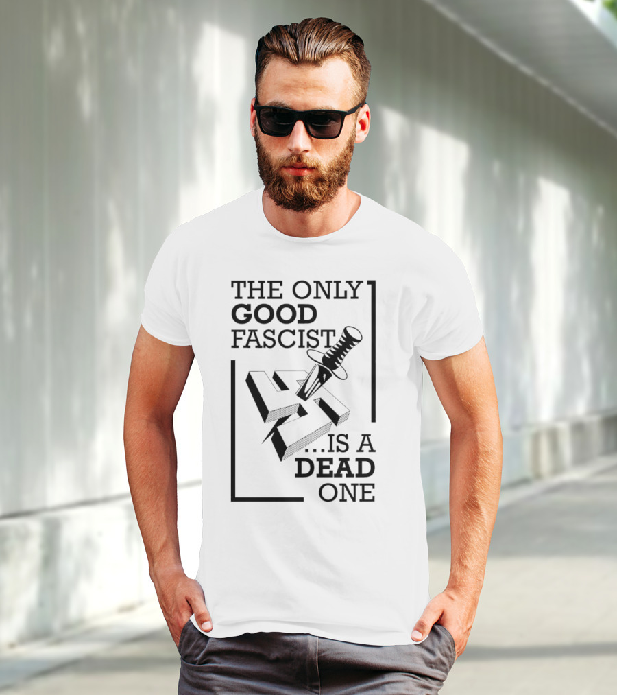 The Only Good Fascist Is A Dead One Knife Swastika T-Shirt