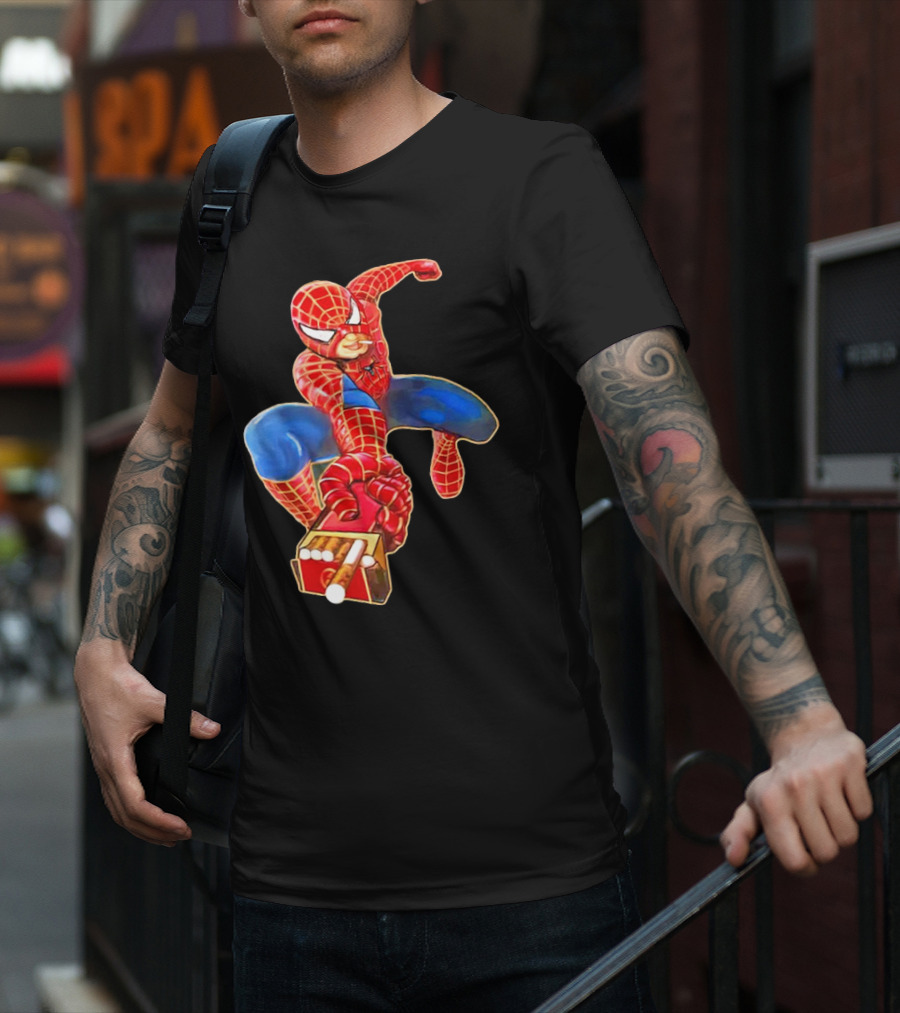 Spiderman Funny Smoking Man Superhero T-Shirt