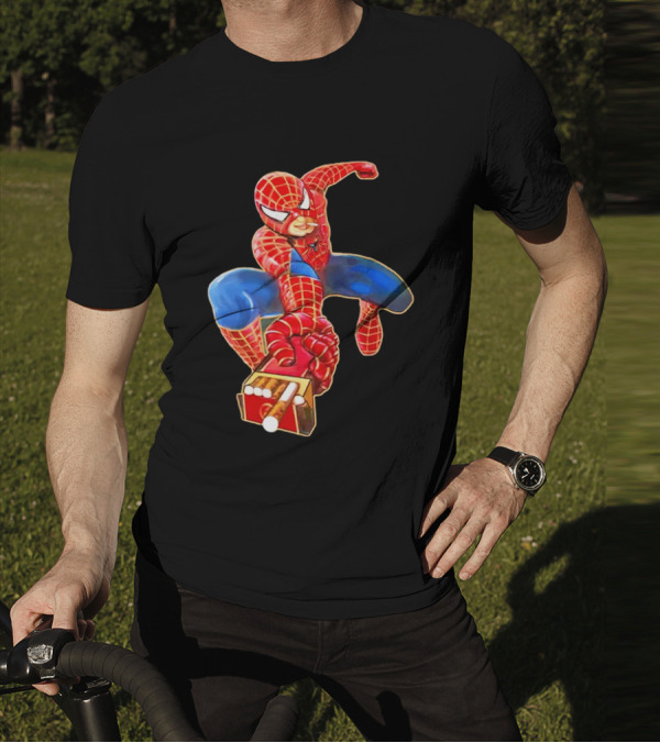 Spiderman Funny Smoking Man Superhero T-Shirt