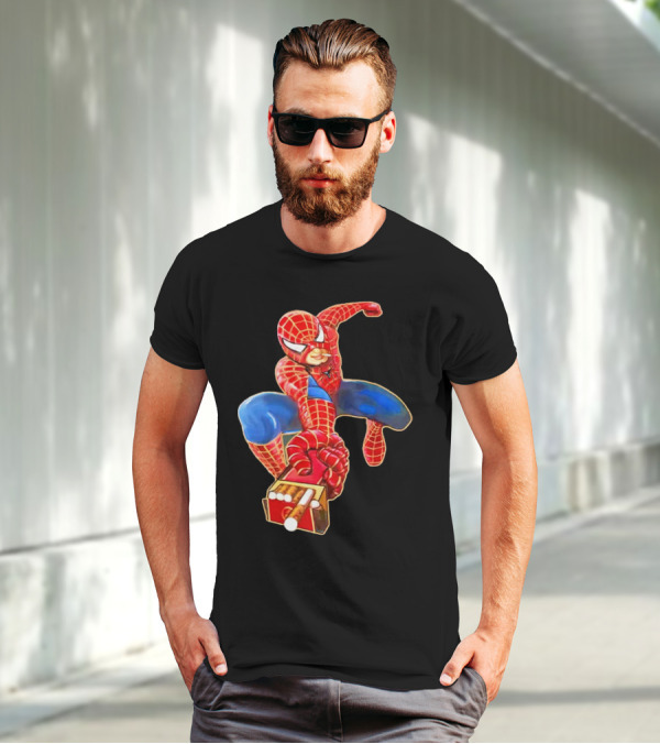 Spiderman Funny Smoking Man Superhero T-Shirt