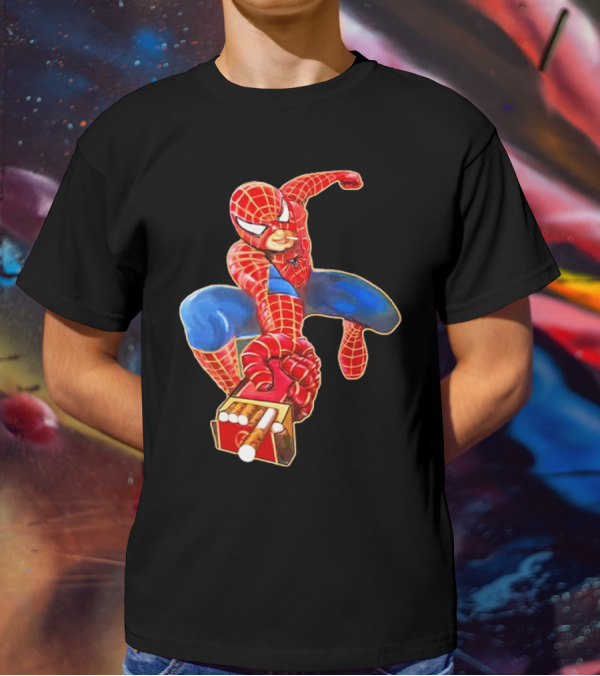 Spiderman Funny Smoking Man Superhero T-Shirt