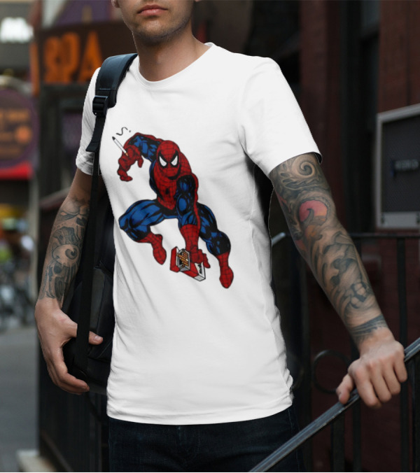 Spider-Man Smokerman Smoking Cigarette Comic T-Shirt
