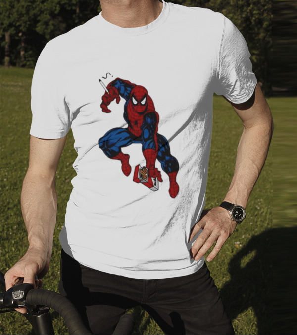 Spider-Man Smokerman Smoking Cigarette Comic T-Shirt