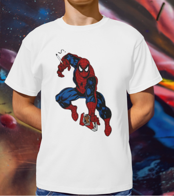Spider-Man Smokerman Smoking Cigarette Comic T-Shirt