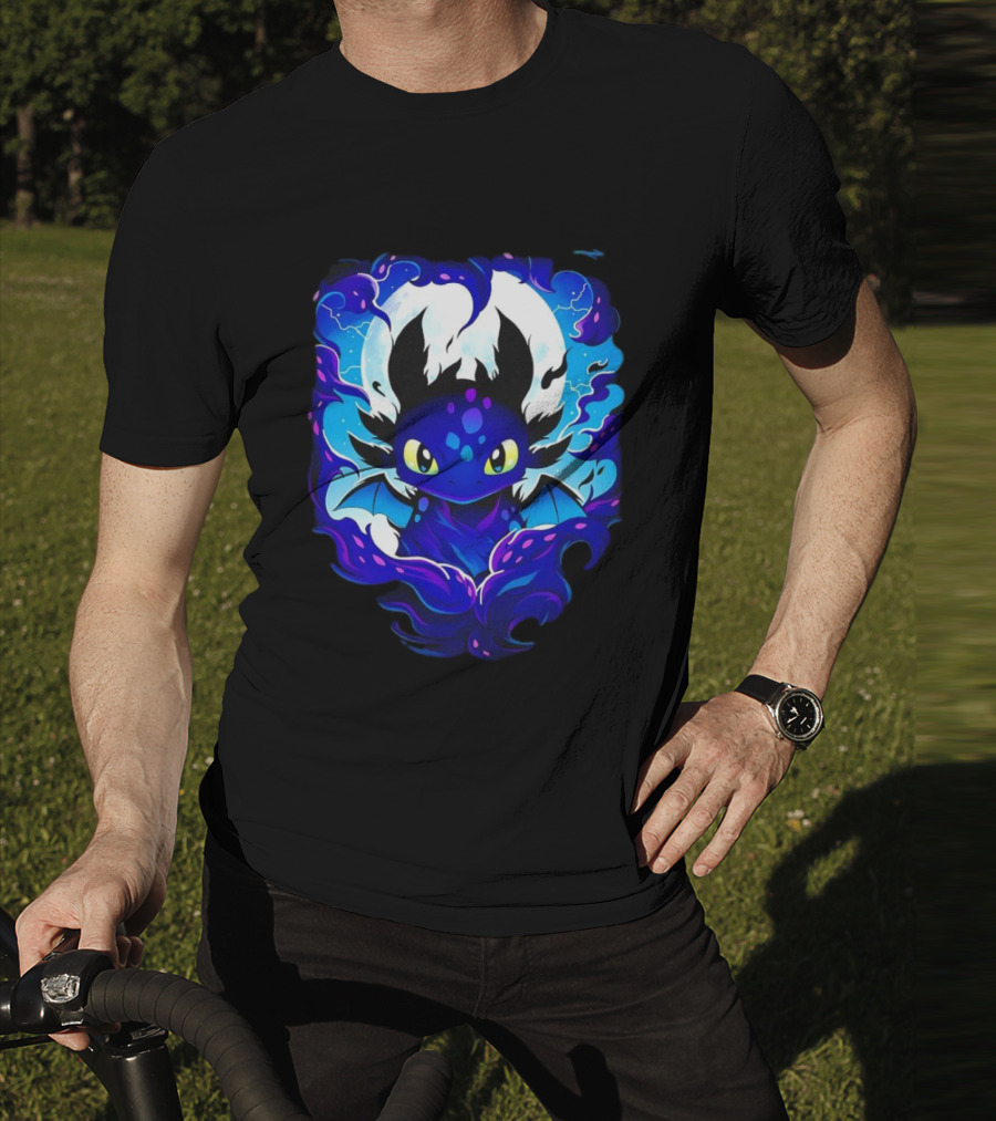 Toothless How To Train Your Dragon Darkness Cartoon Blue Flame T-Shirt