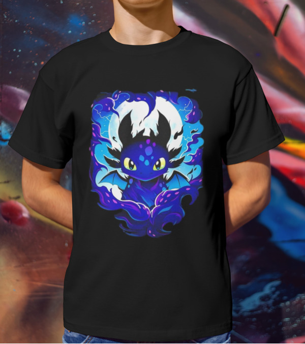 Toothless How To Train Your Dragon Darkness Cartoon Blue Flame T-Shirt