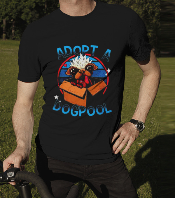 Adopt A Dogpool Cute Pug In Cardboard Box With Hearts And Stars T-Shirt