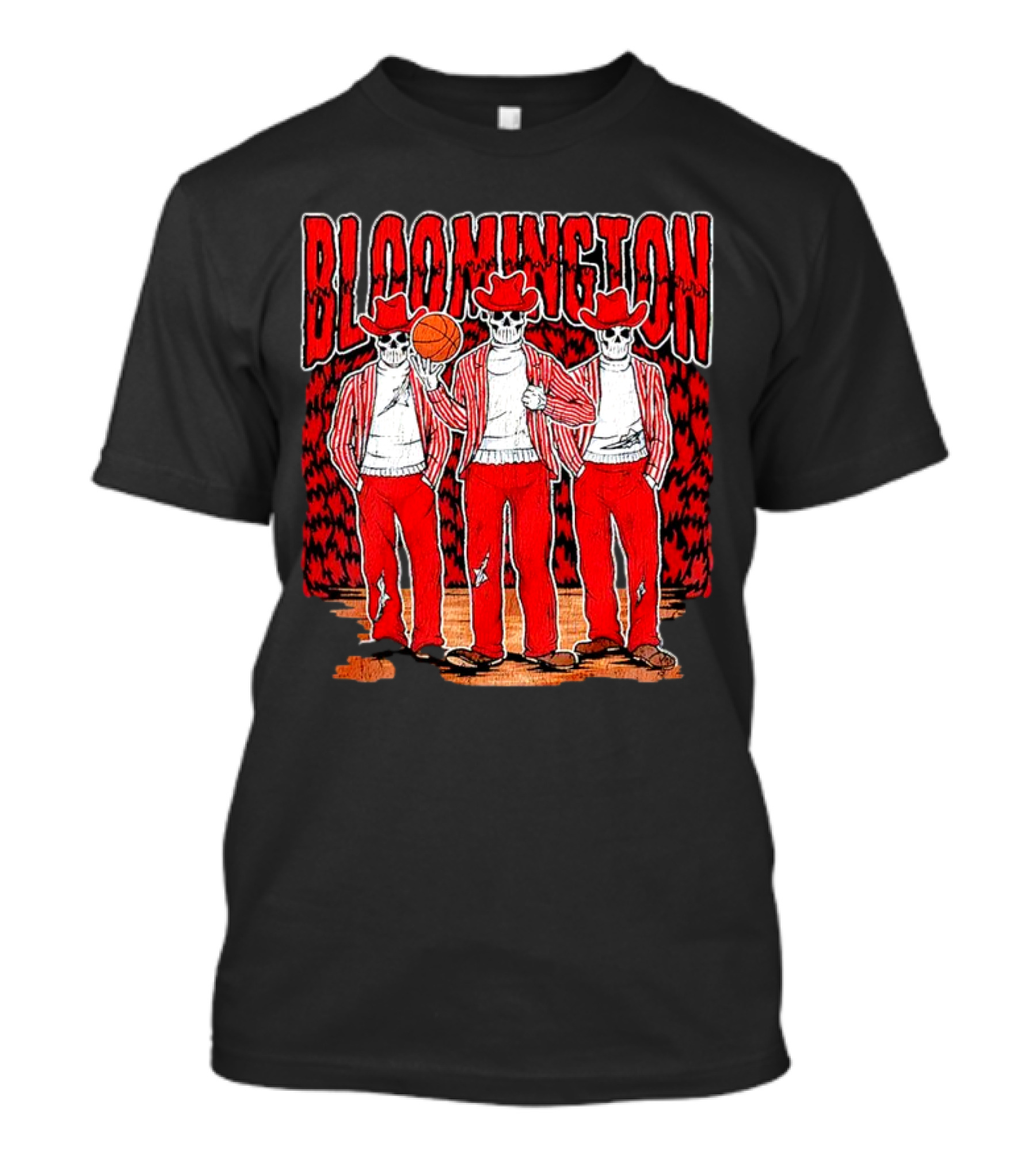 Bloomington Basketball Skeletons In Cowboy Hats T-Shirt