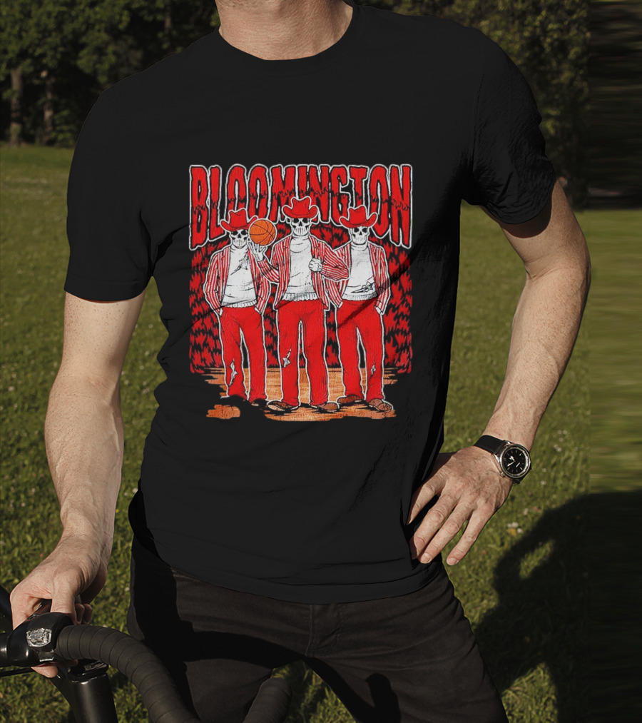 Bloomington Basketball Skeletons In Cowboy Hats T-Shirt