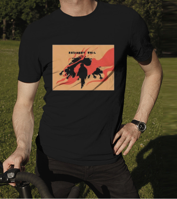 Resident Evil Silhouette Shadow Red Flames T-Shirt