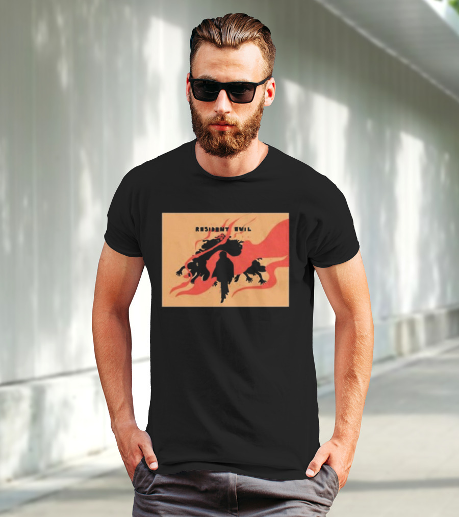 Resident Evil Silhouette Shadow Red Flames T-Shirt