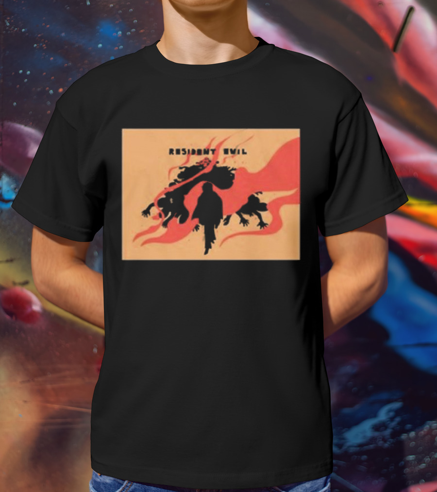 Resident Evil Silhouette Shadow Red Flames T-Shirt