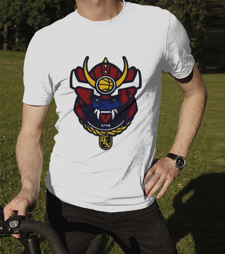 Denver Nuggets Samurai Helmet Emblem With DN Badge T-Shirt