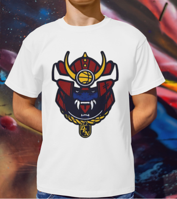 Denver Nuggets Samurai Helmet Emblem With DN Badge T-Shirt