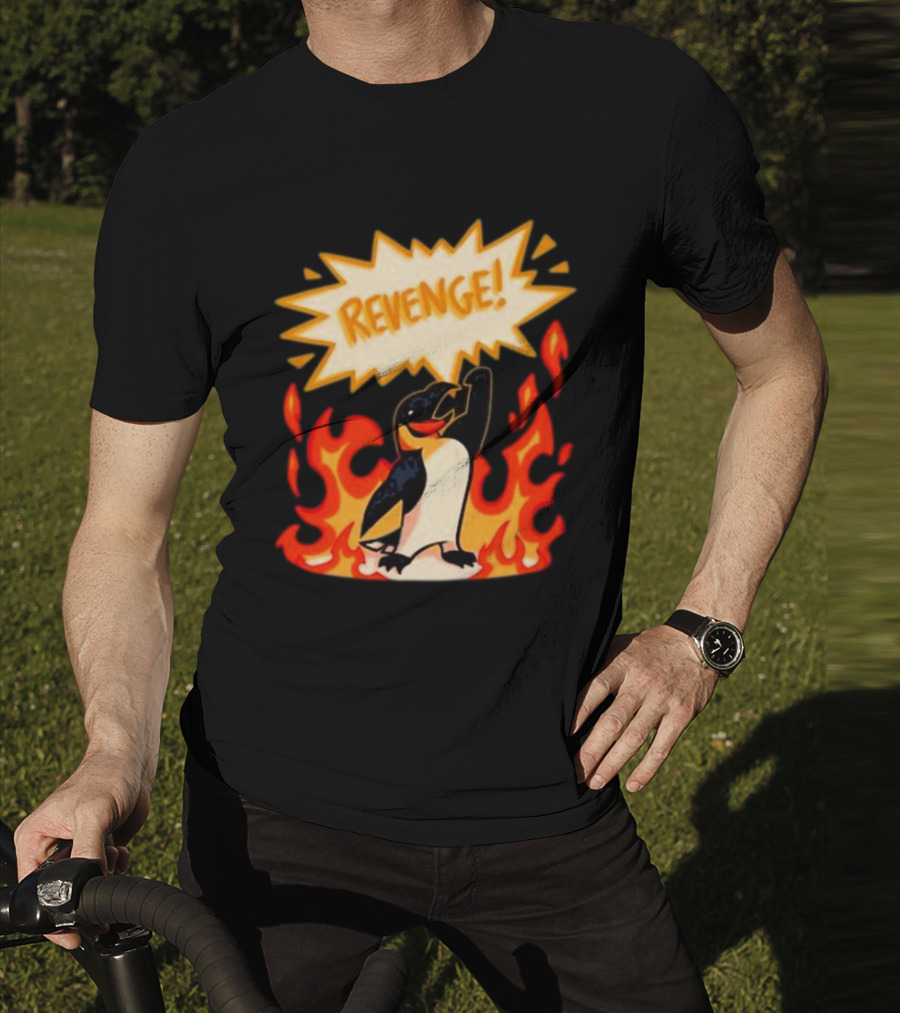 Hazbin Hotel Helluva Boss Revenge Penguin In Flames T-Shirt