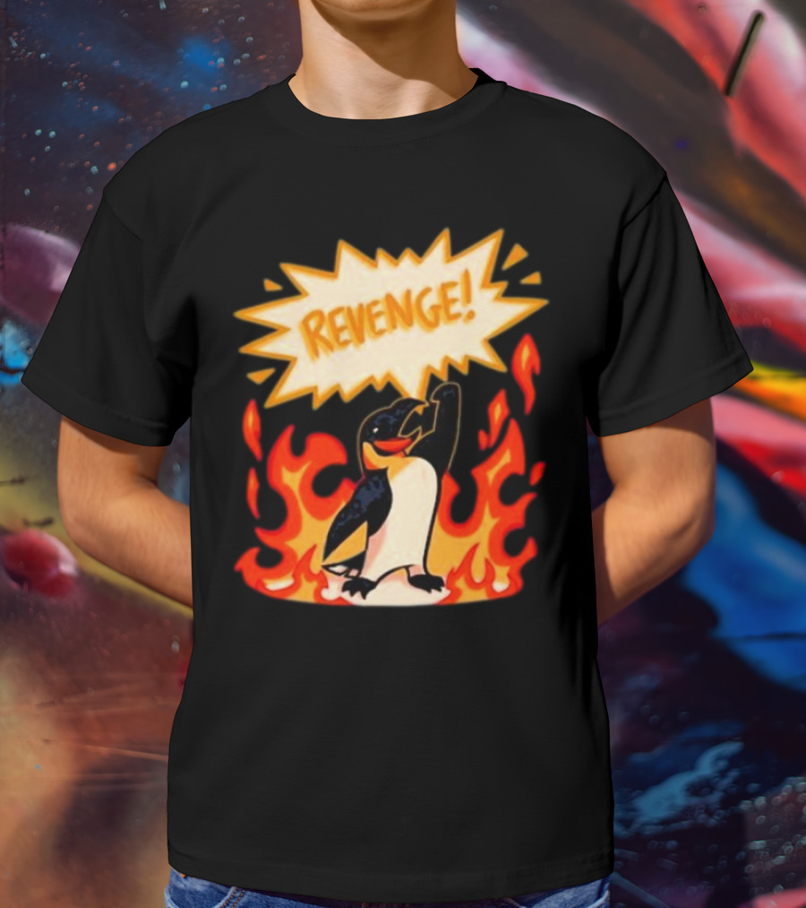 Hazbin Hotel Helluva Boss Revenge Penguin In Flames T-Shirt