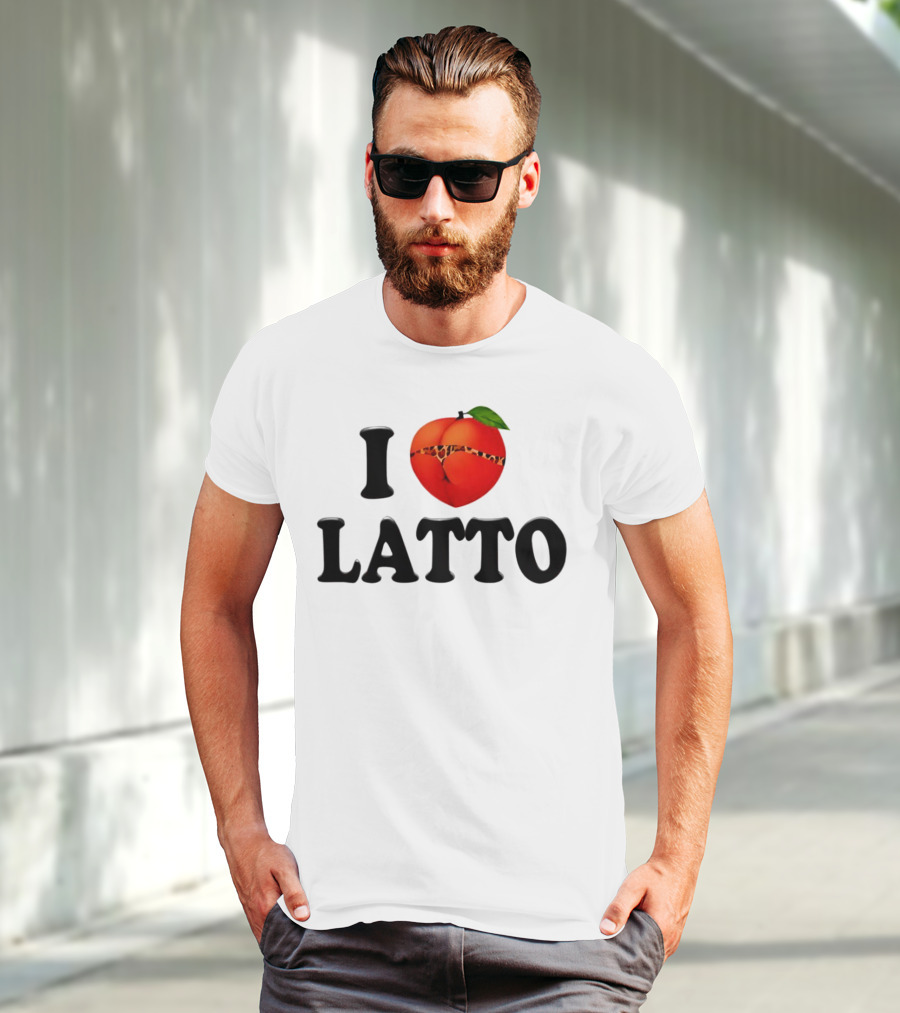 I Love Latto Peach With Leopard Print Detail T-Shirt