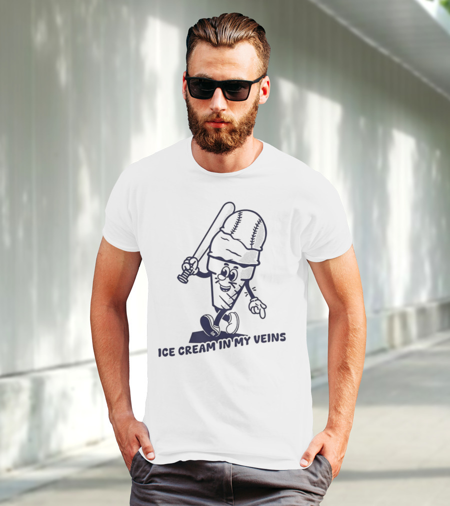 Ice Cream In My Veins Baseball Cone Bat Character T-Shirt