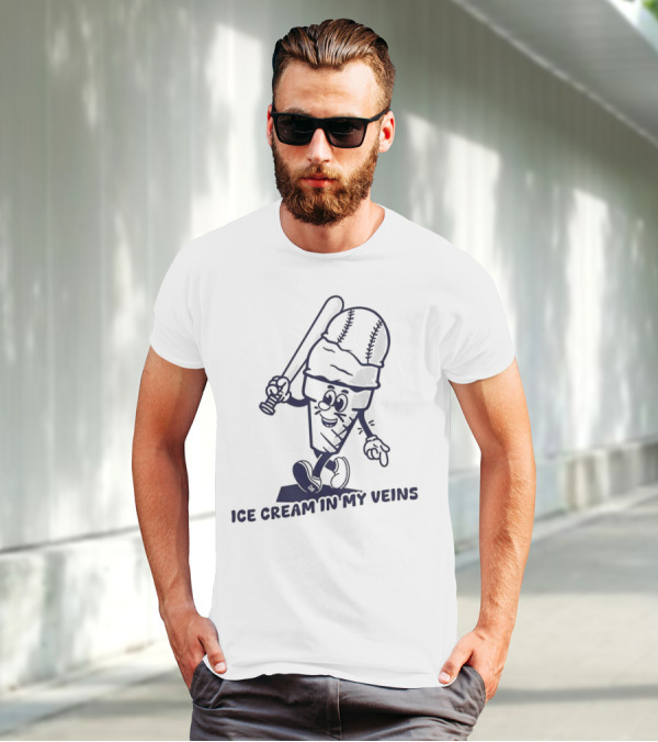 Ice Cream In My Veins Baseball Cone Bat Character T-Shirt