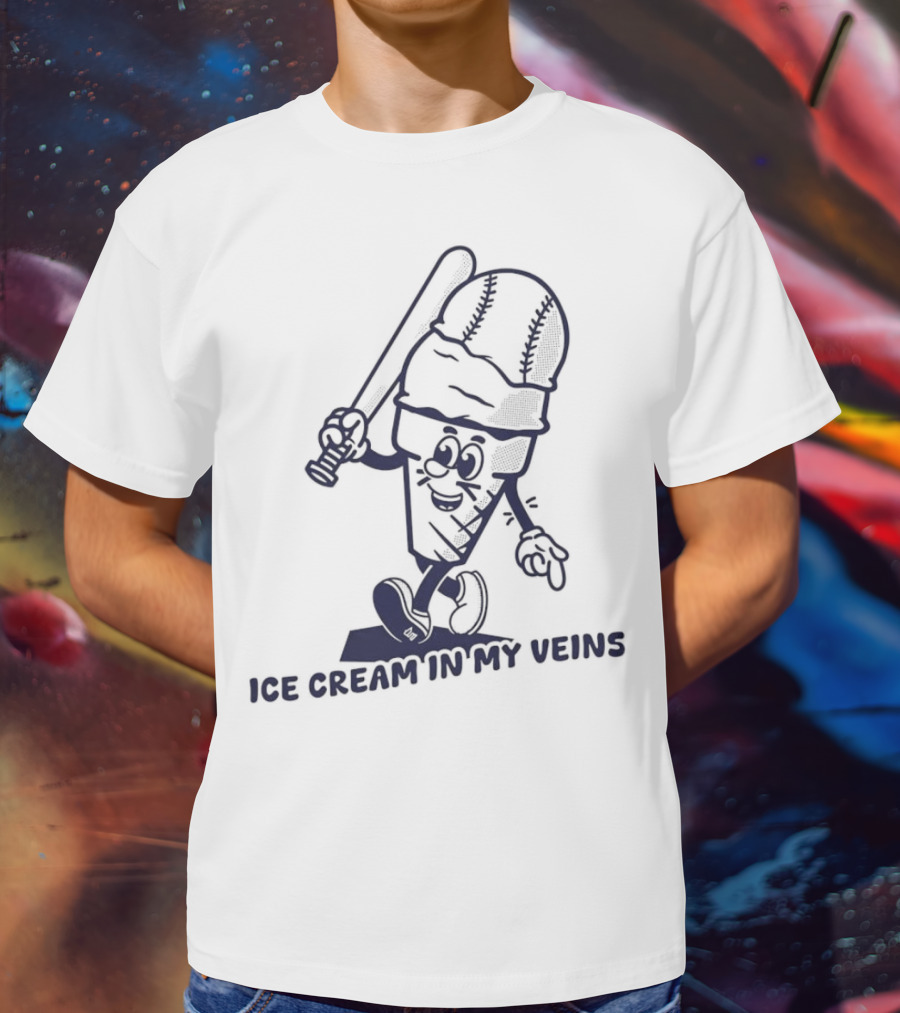 Ice Cream In My Veins Baseball Cone Bat Character T-Shirt