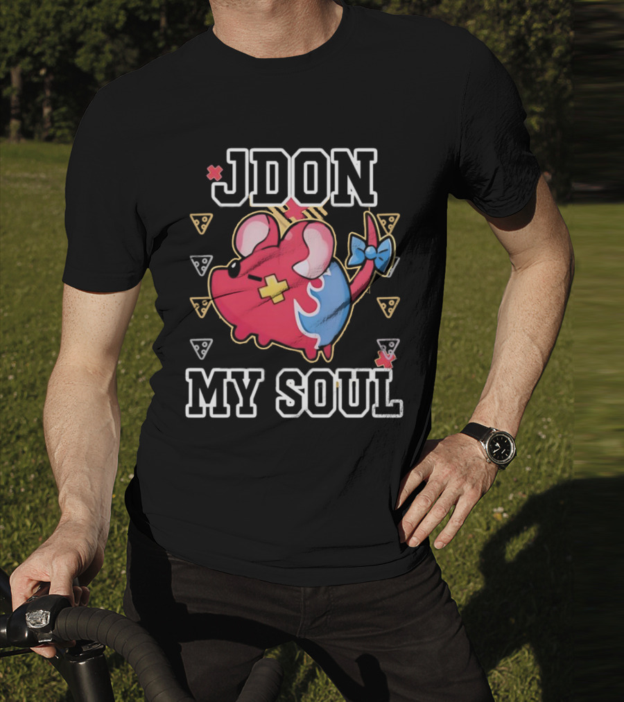 JDON My Soul Rat With Cute Red And Blue Cartoon Mouse With Pizza Slices T-Shirt