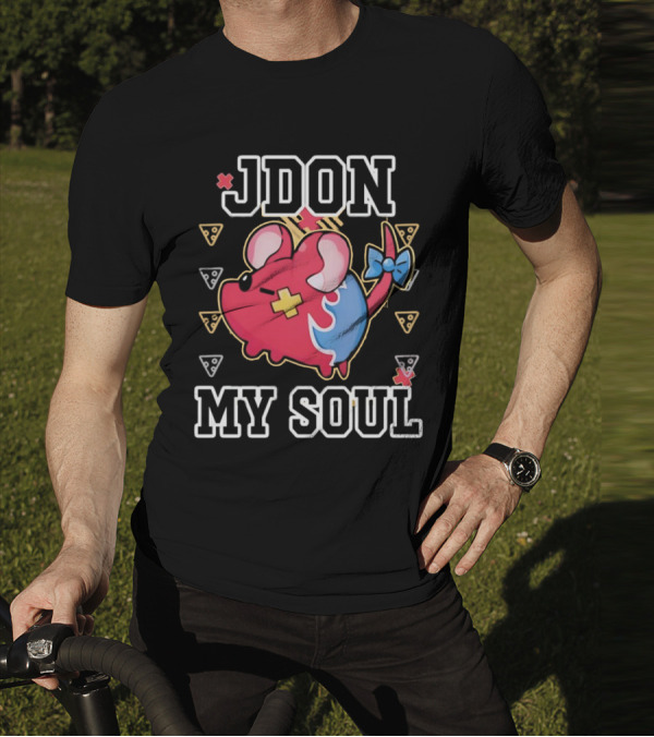 JDON My Soul Rat With Cute Red And Blue Cartoon Mouse With Pizza Slices T-Shirt