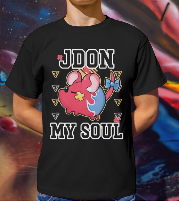 JDON My Soul Rat With Cute Red And Blue Cartoon Mouse With Pizza Slices T-Shirt