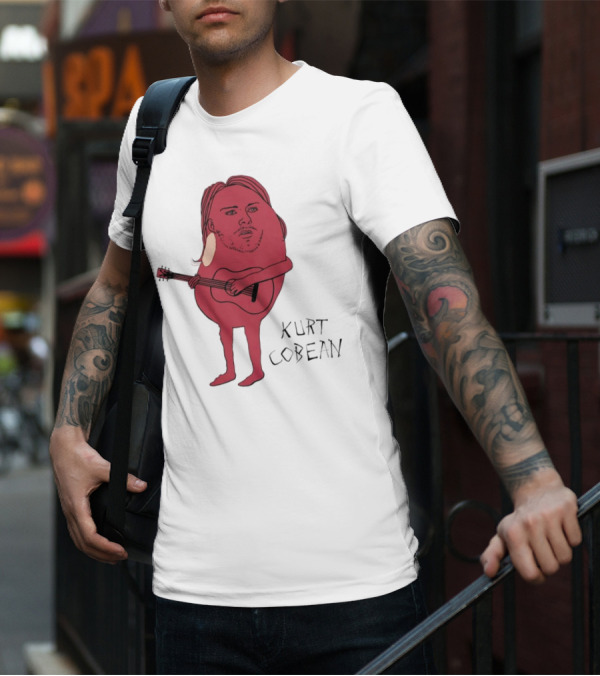 Kurt Cobean Guitar Bean Character T-Shirt