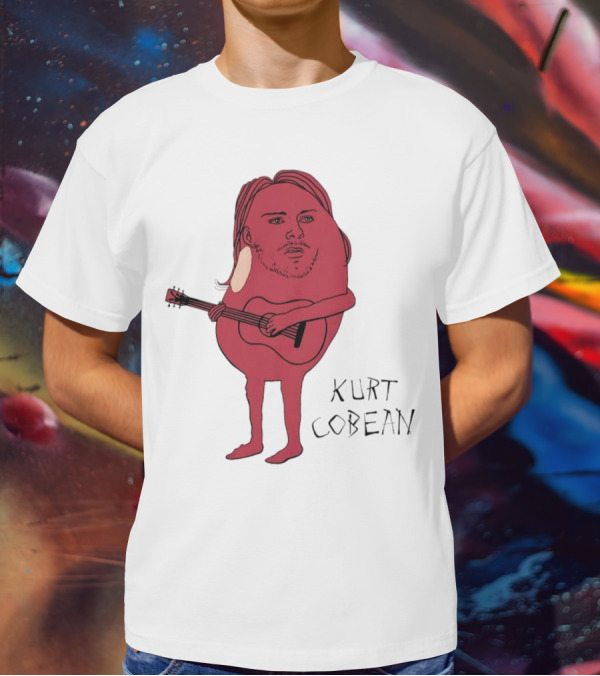 Kurt Cobean Guitar Bean Character T-Shirt