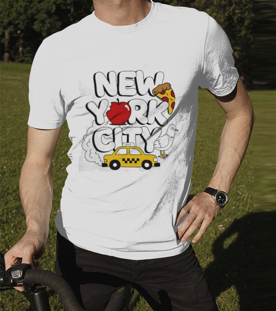 NEW YORK CITY Apple Pizza Taxi Pigeon T-Shirt