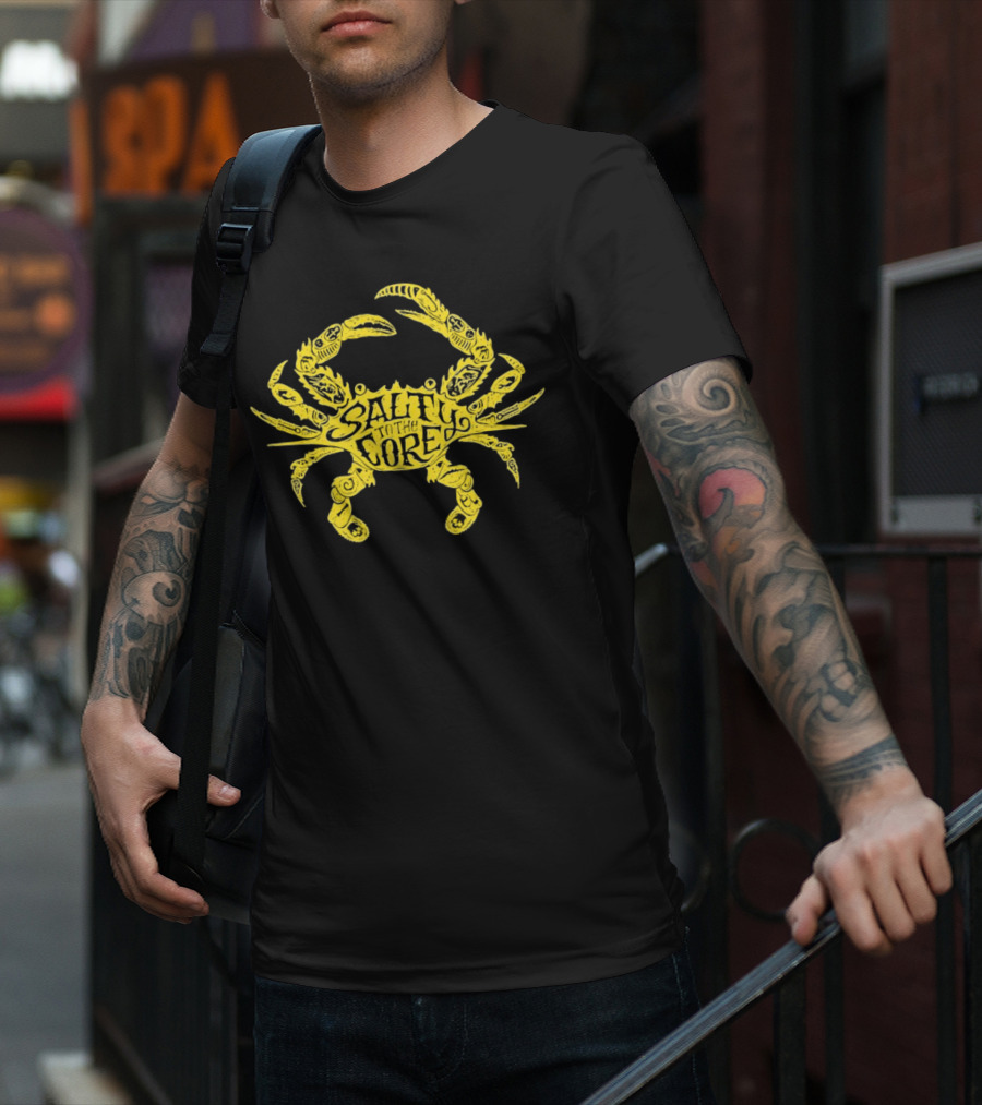 Salty To The Core Yellow Crab Tattoo-Inspired T-Shirt