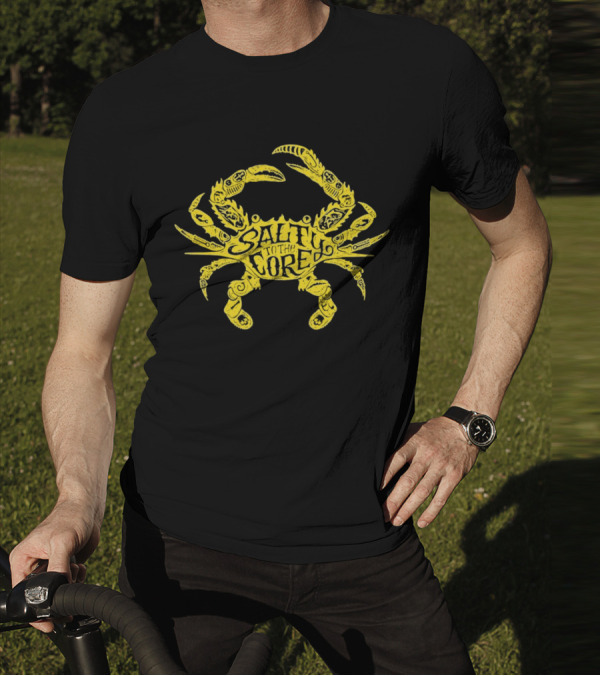 Salty To The Core Yellow Crab Tattoo-Inspired T-Shirt