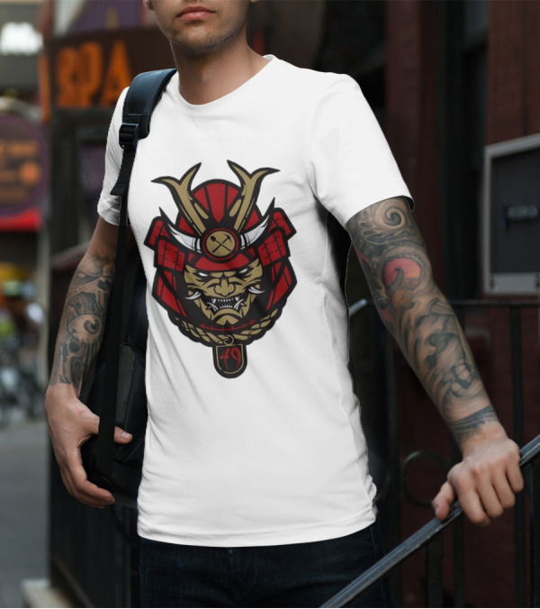 San Francisco 49ers Samurai Head With Crossed Axes And Number 49 T-Shirt