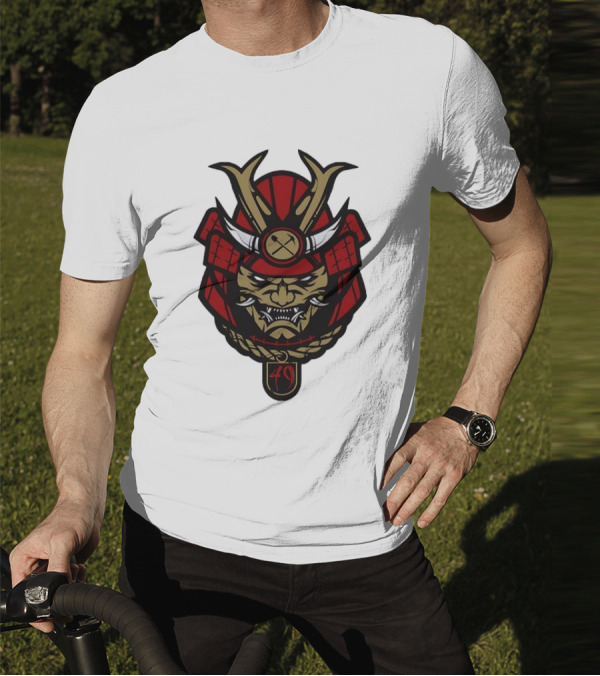 San Francisco 49ers Samurai Head With Crossed Axes And Number 49 T-Shirt