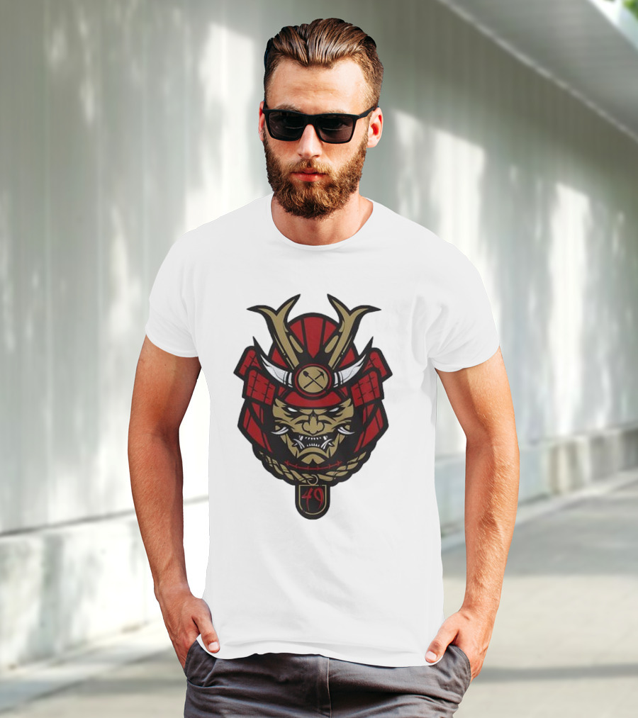 San Francisco 49ers Samurai Head With Crossed Axes And Number 49 T-Shirt