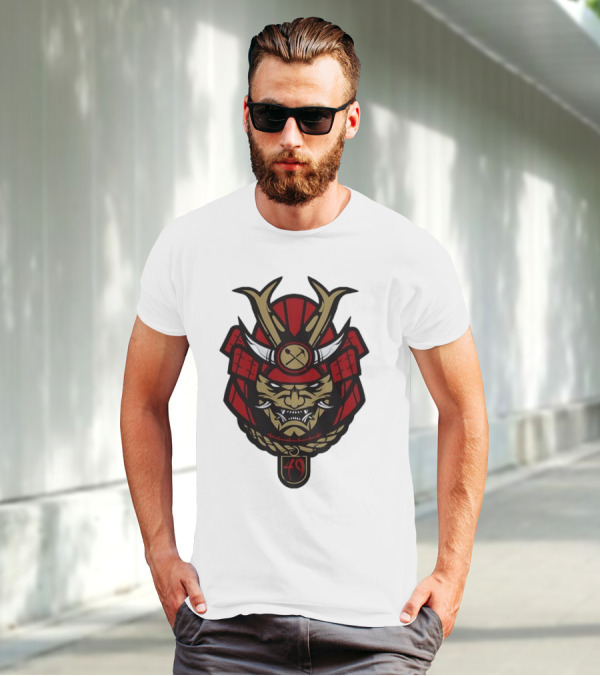 San Francisco 49ers Samurai Head With Crossed Axes And Number 49 T-Shirt