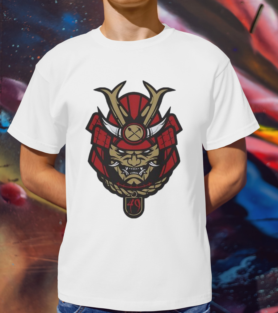 San Francisco 49ers Samurai Head With Crossed Axes And Number 49 T-Shirt
