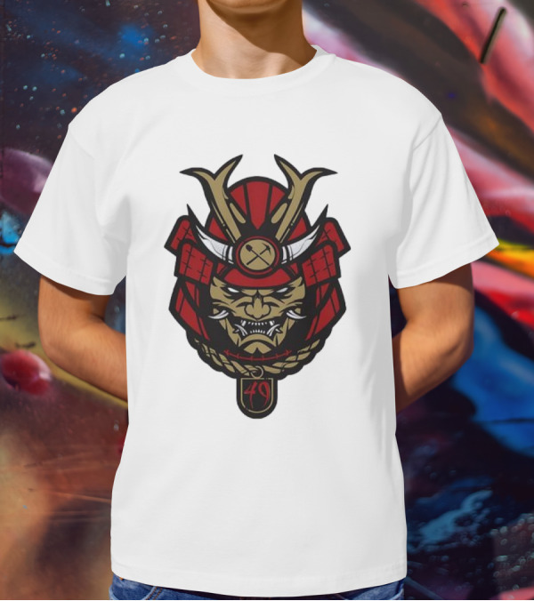 San Francisco 49ers Samurai Head With Crossed Axes And Number 49 T-Shirt