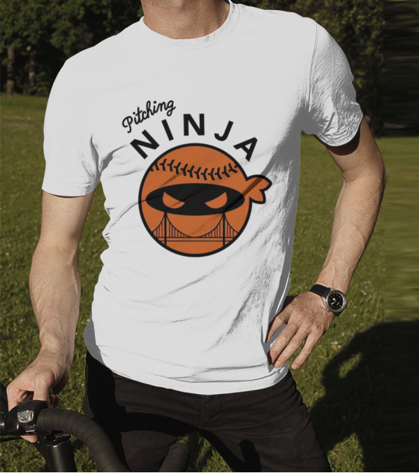 Pitching Ninja San Francisco Giants Orange Ball Face With Bridge T-Shirt